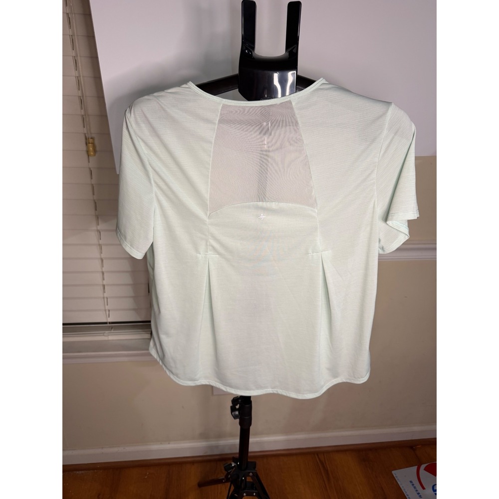 Halara Mint Green Mesh Back Pleated Activewear Top Short Sleeve Womens Large